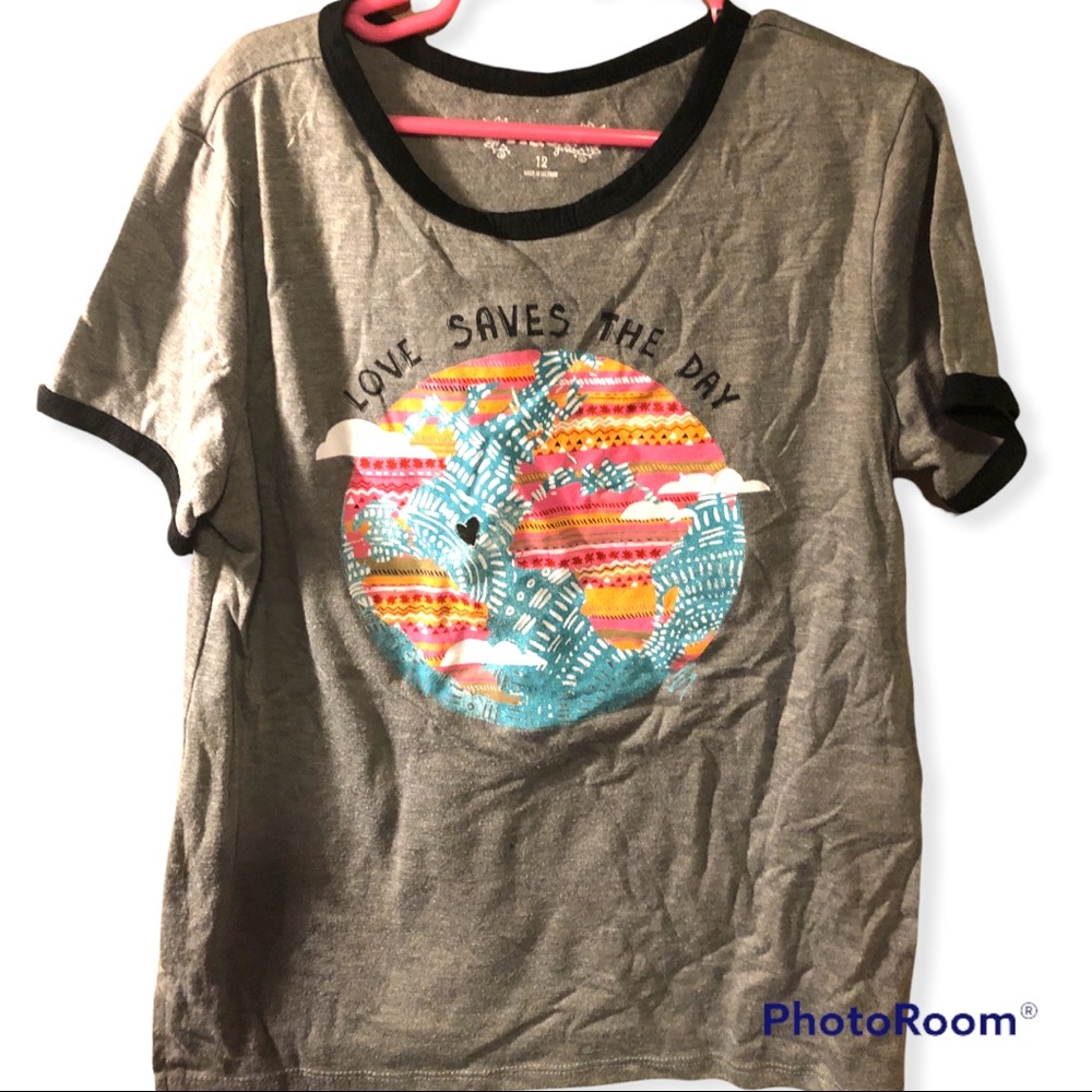 “Love Saves the Day” shirt. Never worn NWOT